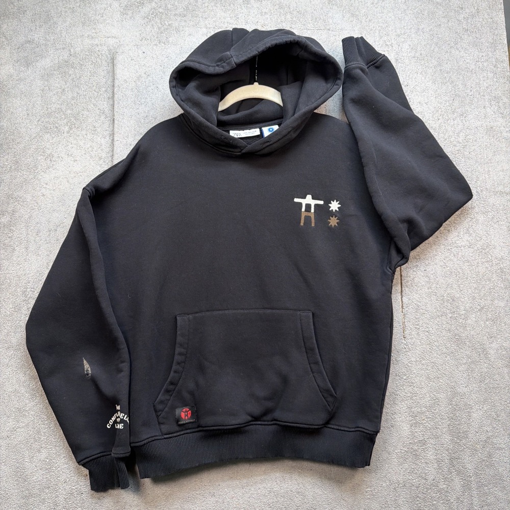 Zara x James Coffman Hoodie Black Graphic Pullover Men's Small